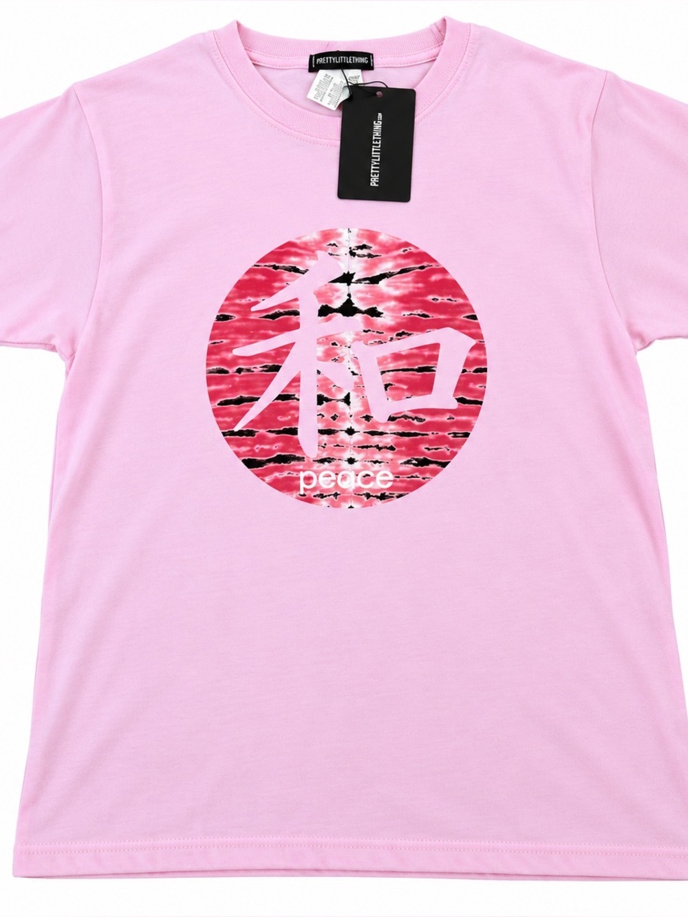 NWT Pretty Little Things Baby Pink Printed Peace LogonTee XS